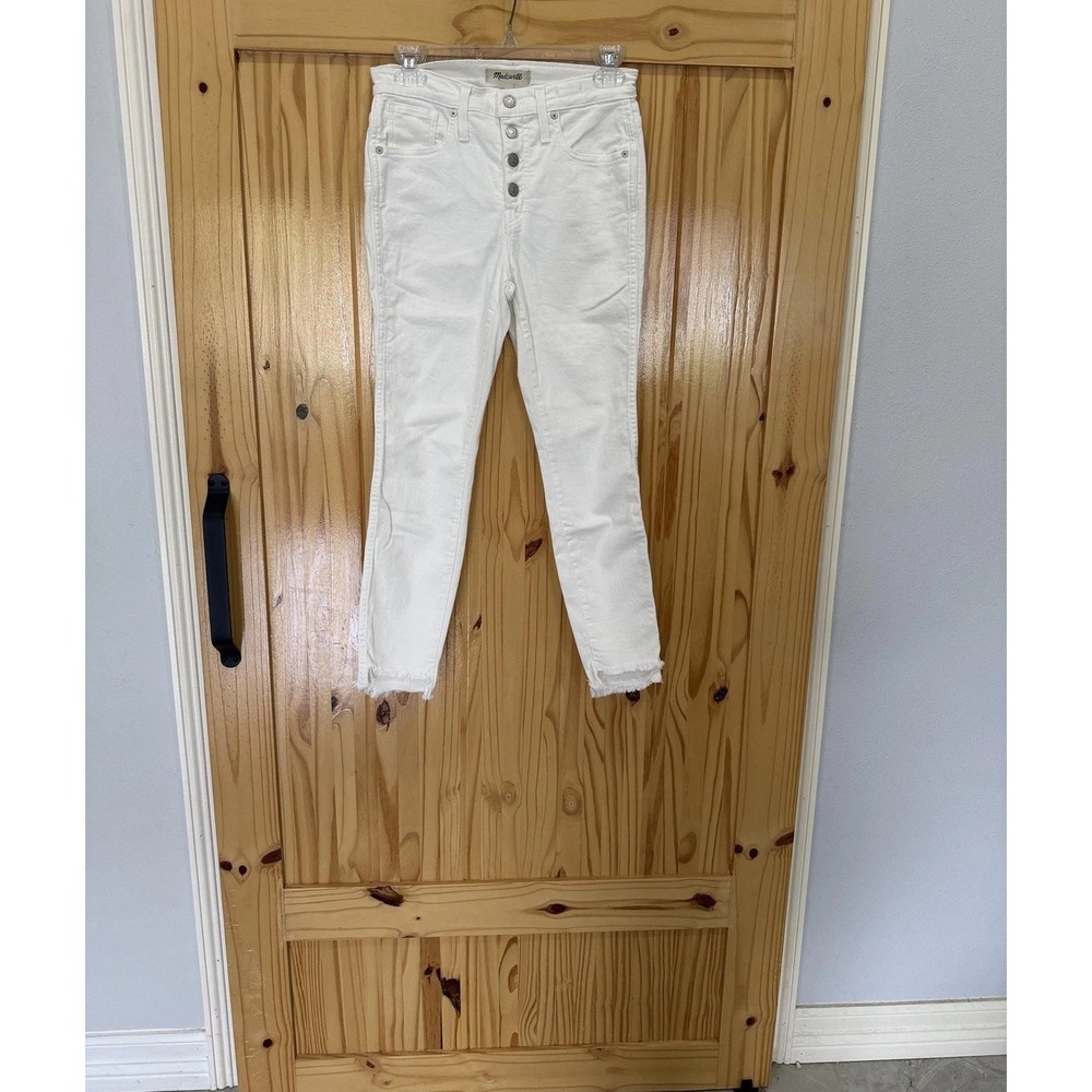Madewell Jeans Womens 26P White 10" High-Rise Skinny Denim Button‎ Fly Petite